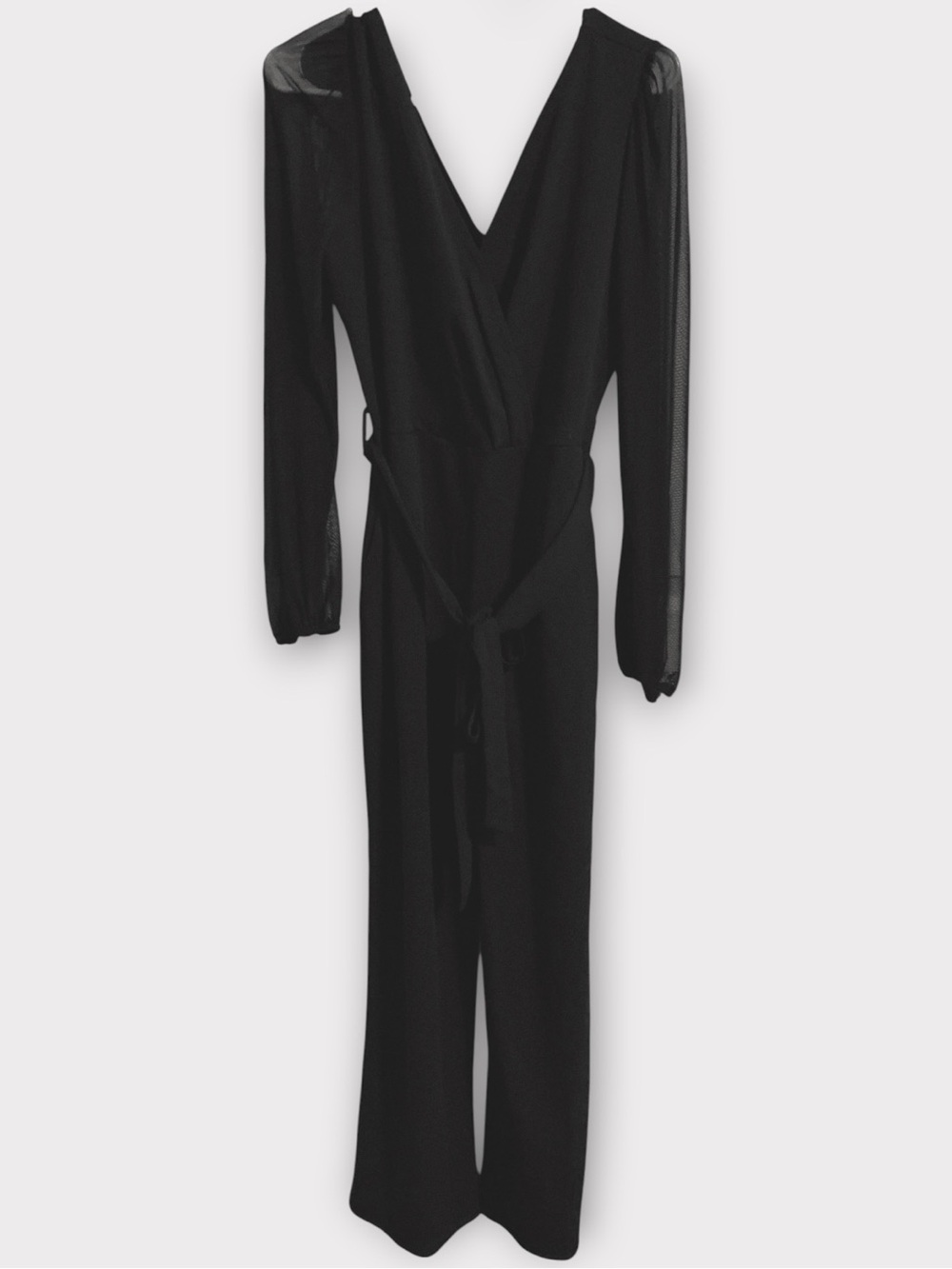 🌺Moa Moa Black Sheer Long Sleeve V-Neck Jumpsuit